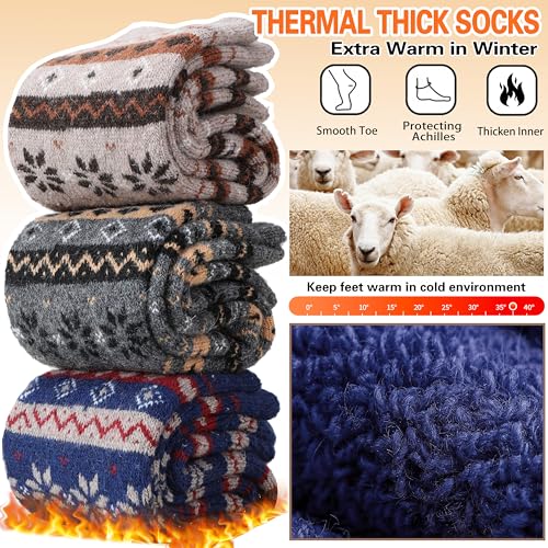 Image of Sandsuced 5 Pack Merino Wool Boot Hiking Socks for Women Warm Winter Thick Thermal Cozy Work Soft Ladies Socks