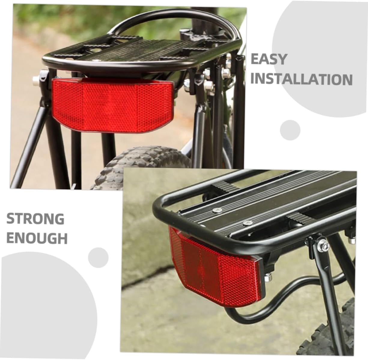 1set Cycle Reflector Warning Lamp Plastic Reflector for Rear Rack Easy Install Night Riding Safety Includes Shaped Mounting Plate Wide Reflective