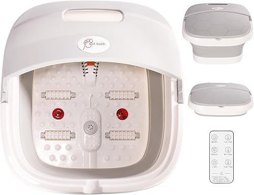 ele ELEOPTION Spa de pies plegable para pedicura con control remoto, baño eléctrico de pies con calor y masaje, burbujas, masajeador de pies para