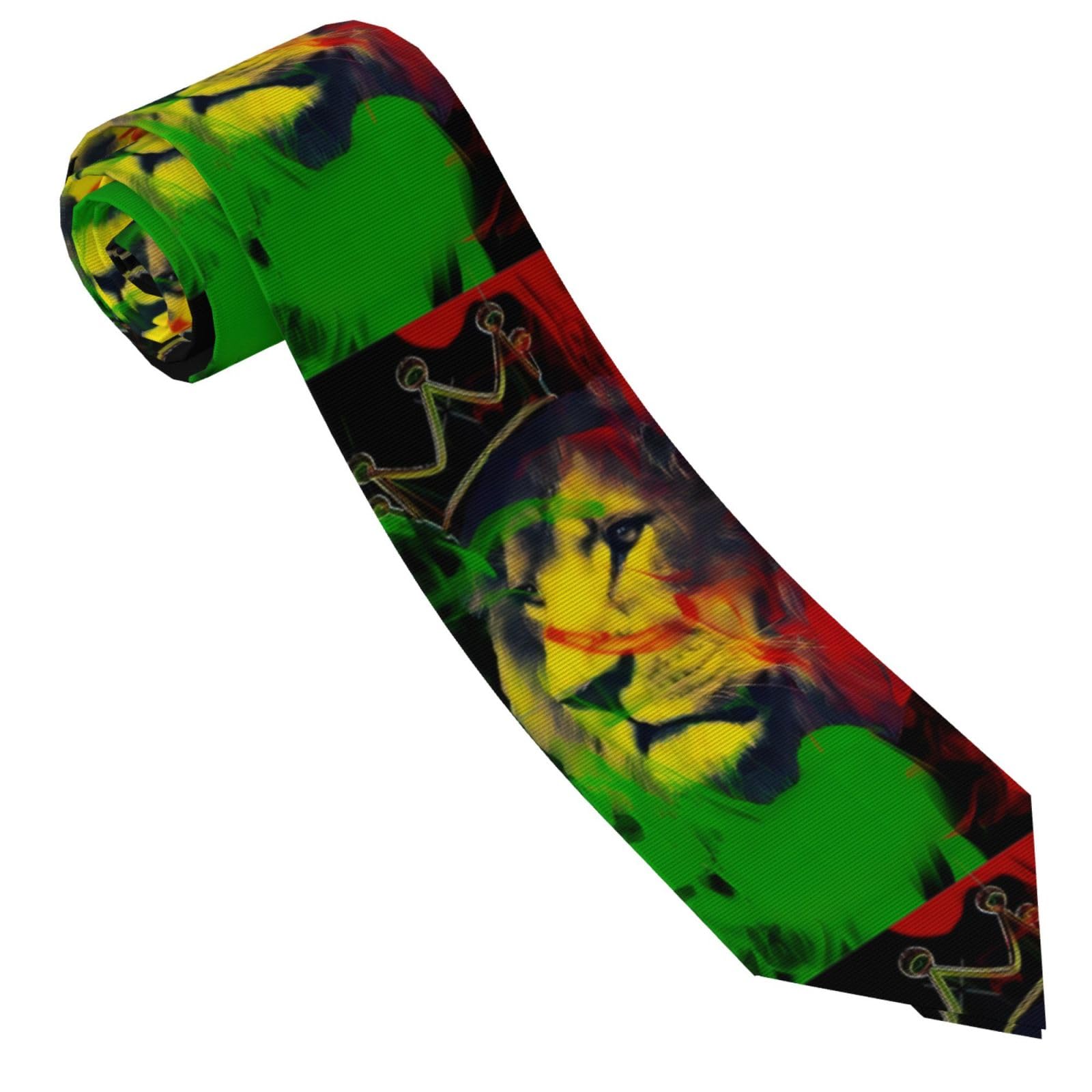asbwuo Rasta Lion With Crown Men's Necktie Tie for Men Wedding Holiday Party
