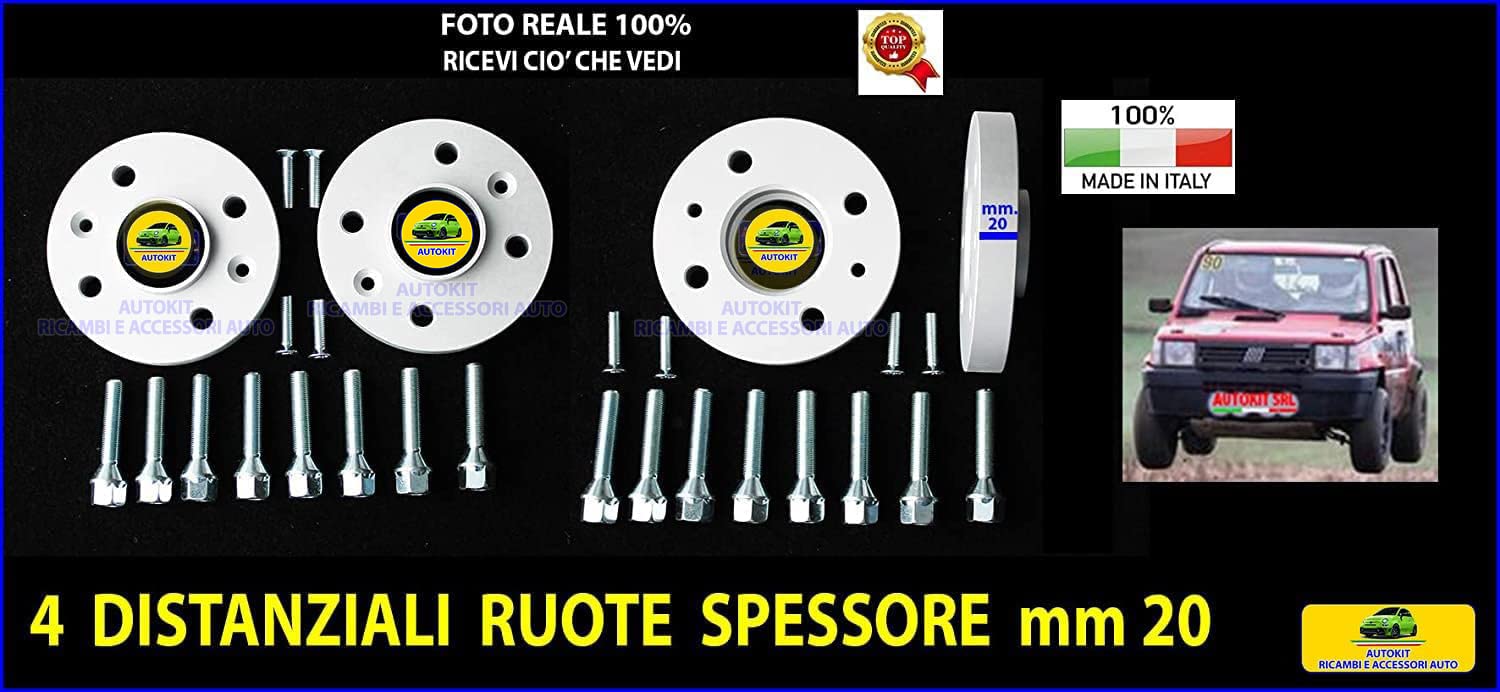 Distanziali Ruote Spessori da mm.20 per Panda modello 141 prodotte dal 1986 al 2003 kit con bulloni SET 4 PEZZI - O-P2010C