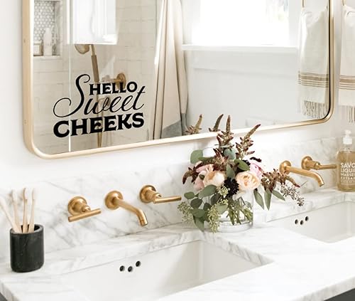 Letreros divertidos de decoración de baño con texto en inglés «Hello Sweet Cheeks», decoración del hogar con texto en inglés «Hello Sweet Cheeks»