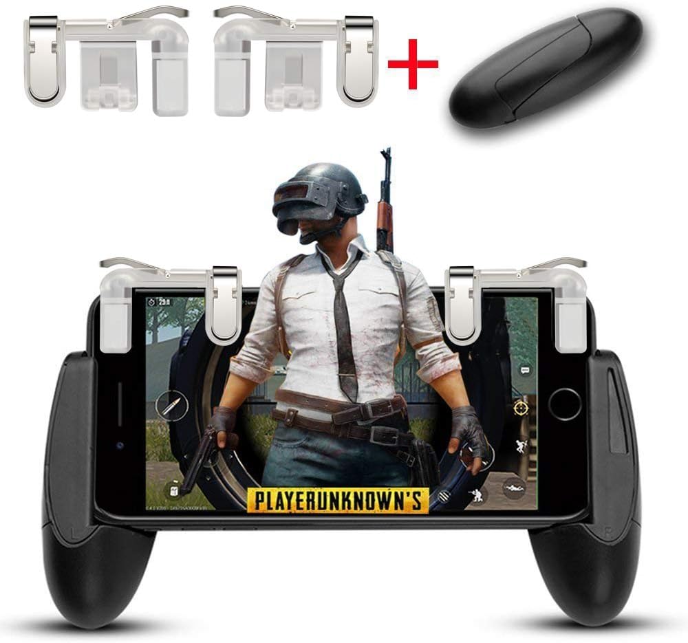 Mobile Game Controller, Aimus Sensitive Aim Triggers and Game Grip Joystick Compatible with PUBG/Fortnite/Knives Out/Rules of Survival, Gamepad for iPhone, Samsung and Android Smart Phones (Clear)