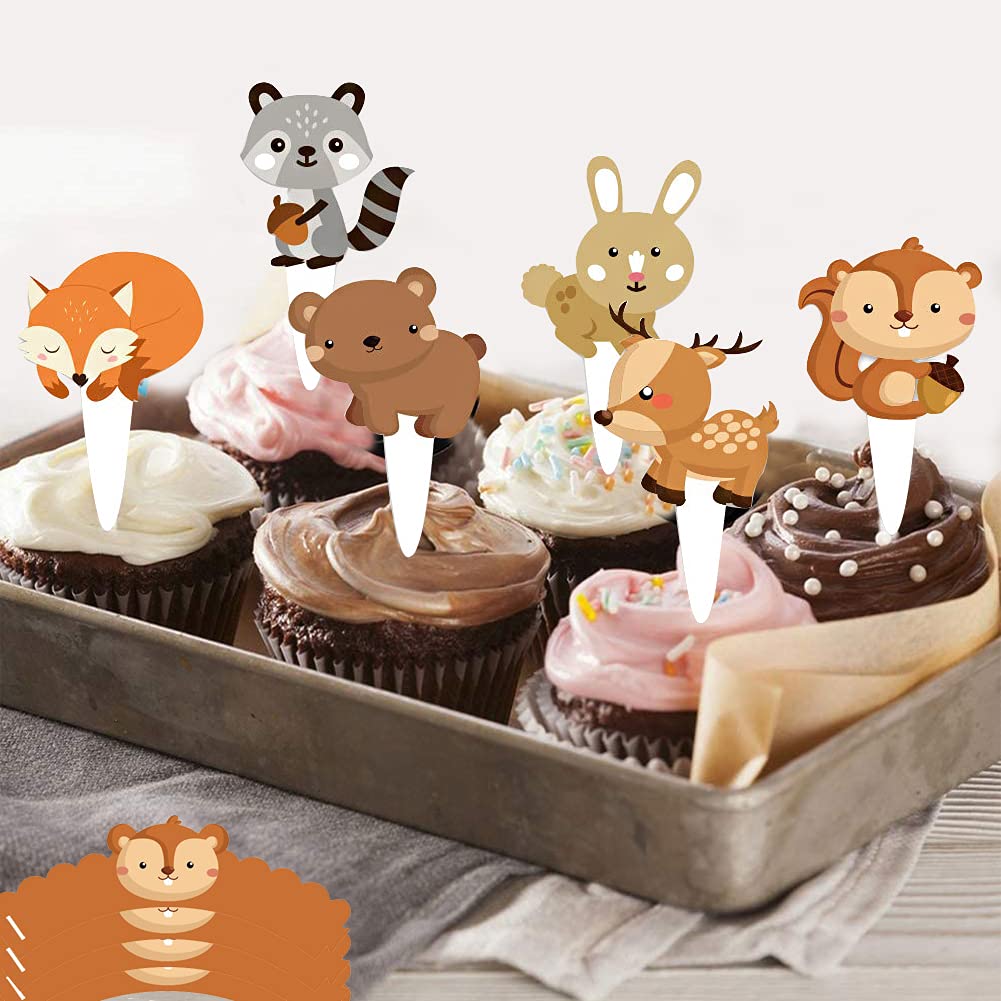 48 Décorations Cupcakes Animaux Jungle - Toppers Et Wrappers - Pour Anniversaire Enfant - Carton