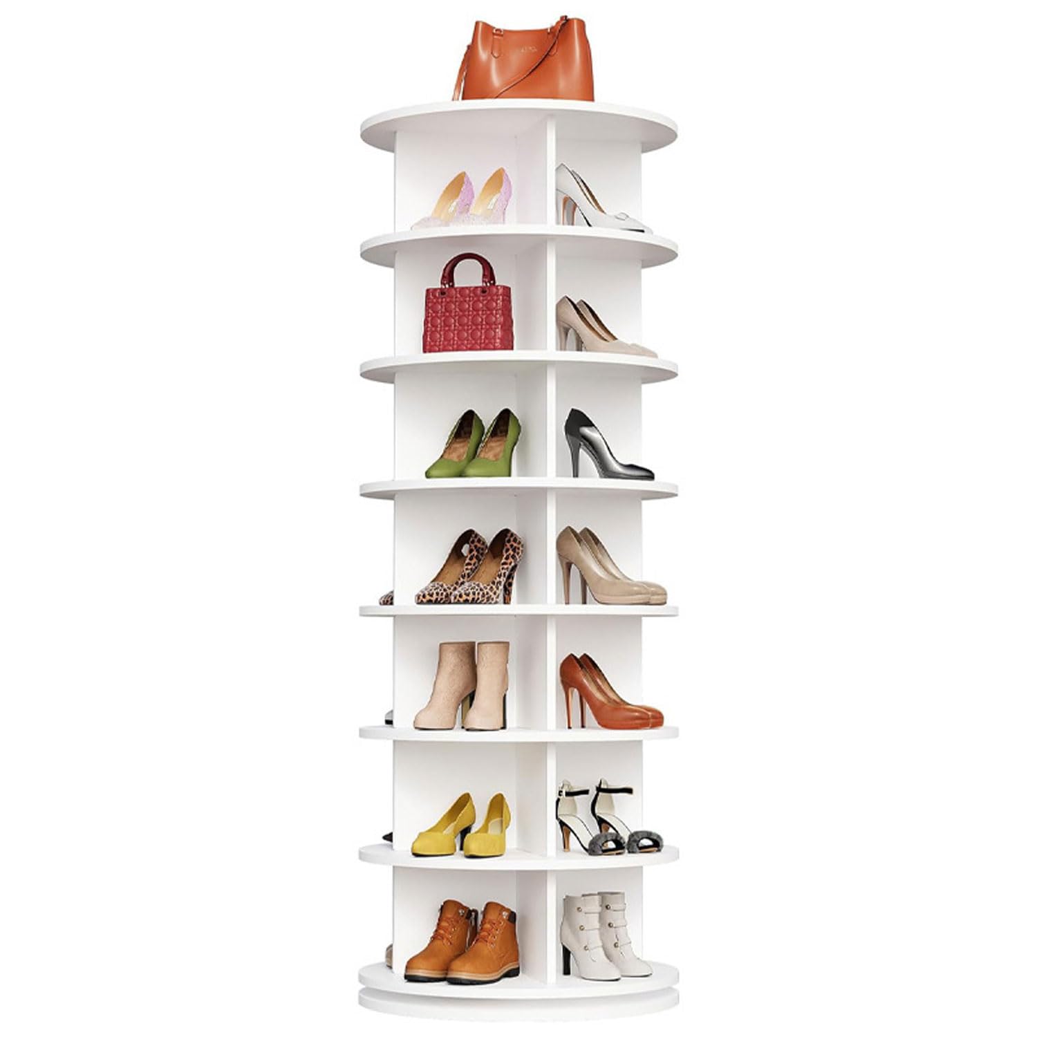 Zapatero Giratorio 360 Redondo, Organizador Giratorio Zapatos Bolsos, 7 Niveles 360 Carrusel Estantería de Almacenamiento de Plástico para Armario Esquinero de Baño Armario Dormitorio Entrada