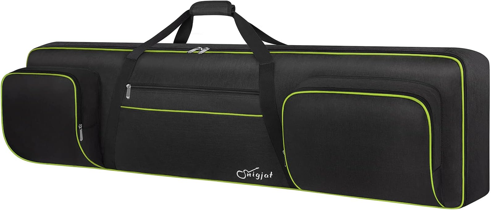 88 Key Keyboard Case Soft (Interior: 53.5"x13.8"x6.8"), Padded Piano Case with Handles and Adjustable Shoulder Straps, Keyboard Gig Bag with 3-Pocket for Music Sheet Stand, Sustain Pedal, Hyper Green