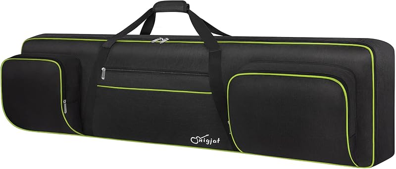 Funda para teclado de 88 teclas suave con correas acolchadas para los hombros, verde | Estuche para piano con asa, bolsa para teclado con bolsillos para soporte de sábanas, pedales, cables y accesorios