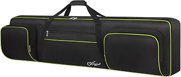 88 Key Keyboard Case Soft Interior 53.5"x13.8"x6.8", Padded Piano Case with Handles and Adjustable Shoulder Straps, Keyboard Gig Bag with 3-Pocket for Music Sheet Stand, Sustain Pedal, Hyper Green