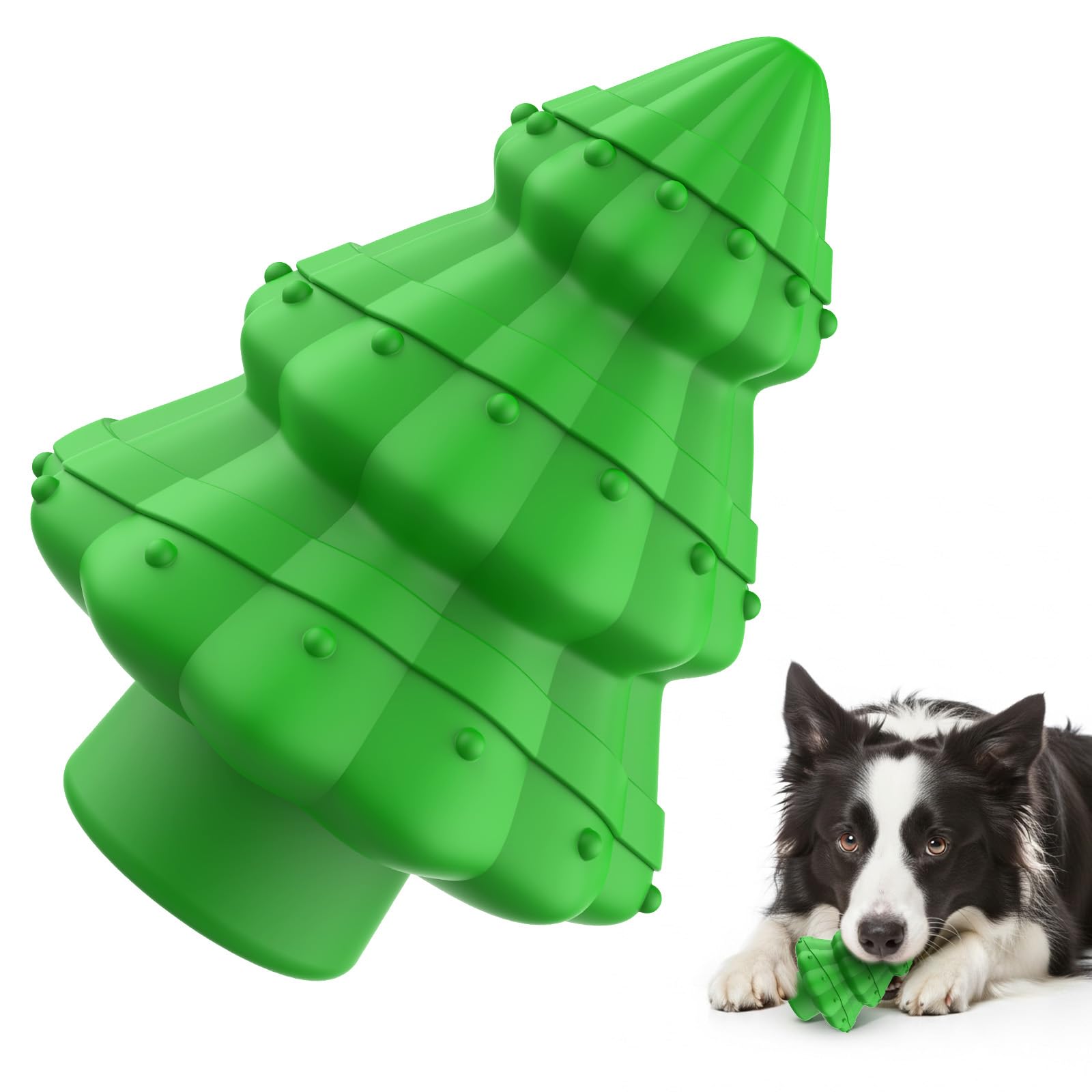 Cawjug Natural Rubber Interactive Dog Toys, Tree Shape Dog Enrichment Stimulation Ball, Alomst Indestructible Toys for Boredom Aggressive Chewers for Small Medium Large Dogs