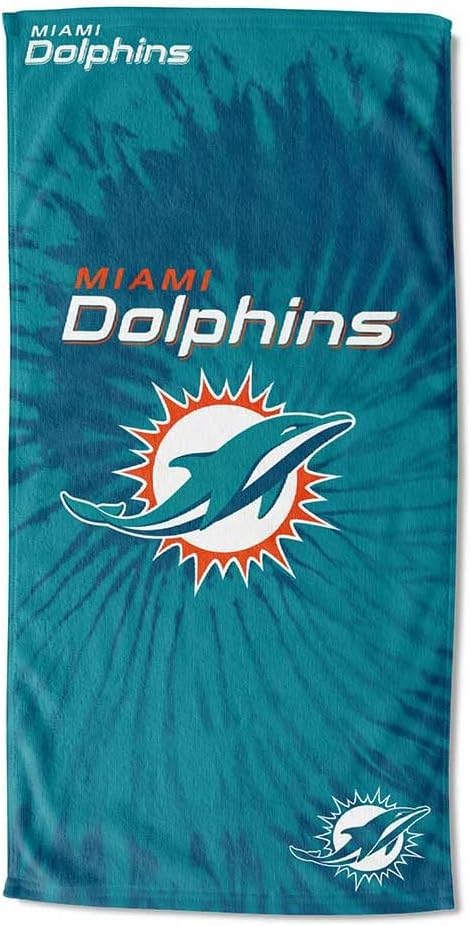 Image of Northwest NFL Miami Dolphins Unisex-Adult Beach Towel, 30 inch x 60 inch, Psychedelic (Pack of 6)
