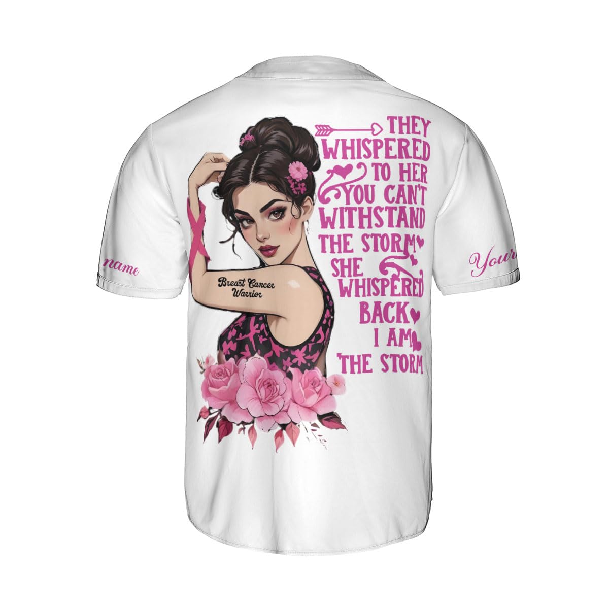 Custom Breast Cancer Jersey, Pink Ribbon Baseball Jersey, Breast Cancer Awareness Tshirt for Women Survivor Pink Ribbon Gifts 1