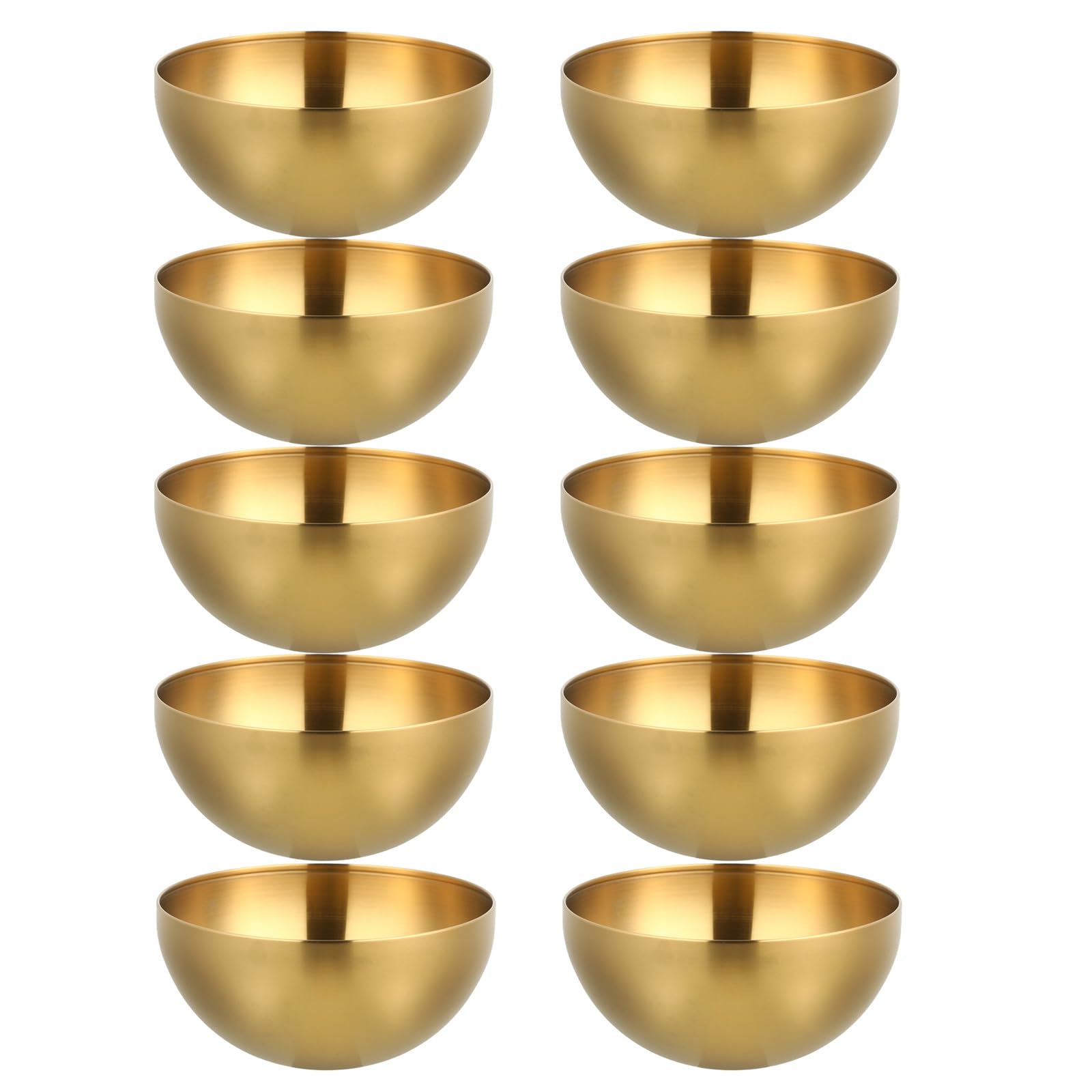 OUNONA 10 cuencos de acero inoxidable para ensalada, grandes, dorados, para mezclar, ideales para ramen, sopa, aperitivos, la cocina y reuniones festivas (15 cm).