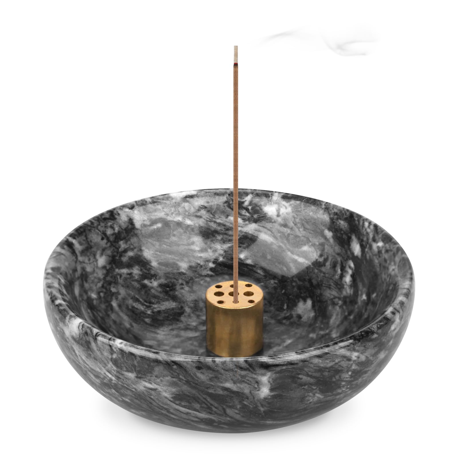 HESHIBI Marble Incense Holder for Sticks, Modern Unique Sage Sticks Cones Candles Backflow Incense Burner Bowl,Marble Jewelry Bowl for Home Decor Accessories (Black)