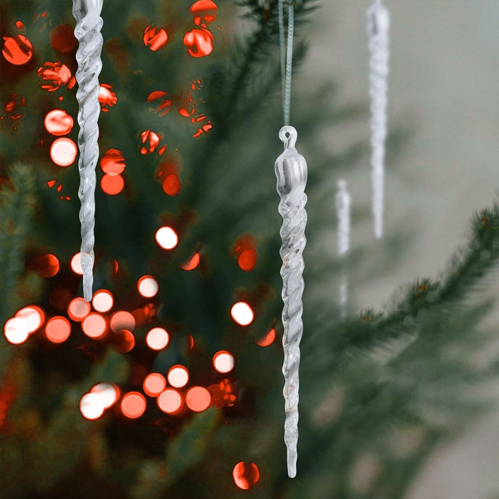 Carámbanos Colgantes Árbol de Navidad Decoraciones Árbol de Navidad Adorno de Cristal Acrílico Decorativo para Colgar - 25 Piezas