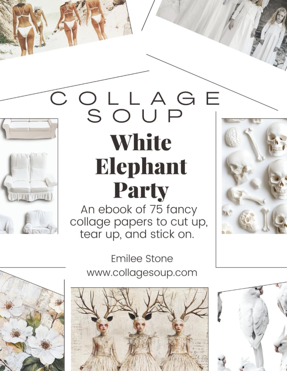 White Elephant Party by Collage Soup | Collage Paper Book of Quirky Holiday Imagery, Vintage Humor & Festive Chaos: Packed with oddball characters, ... ephemera to cut up, tear up and stick on.