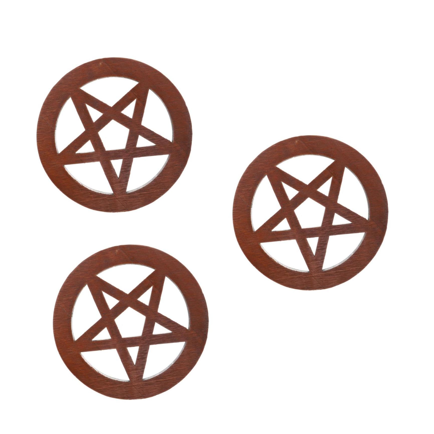 Estera de madera para tarot PRETYZOOM con tres posavasos de pentagrama para altar