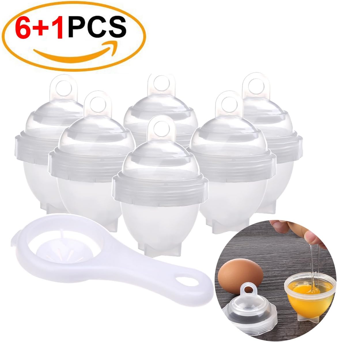 Egg Cooker with Egg Separator,As Seen On TV,Egg Boil,Hard Boiled,BPA-FREE Eggs Cooker Hard & Soft Maker No Shell (6+1 Pack)