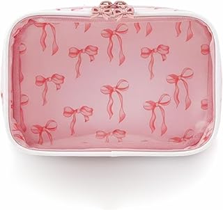 Bolsa de cosméticos con lazo para mujer, tran...