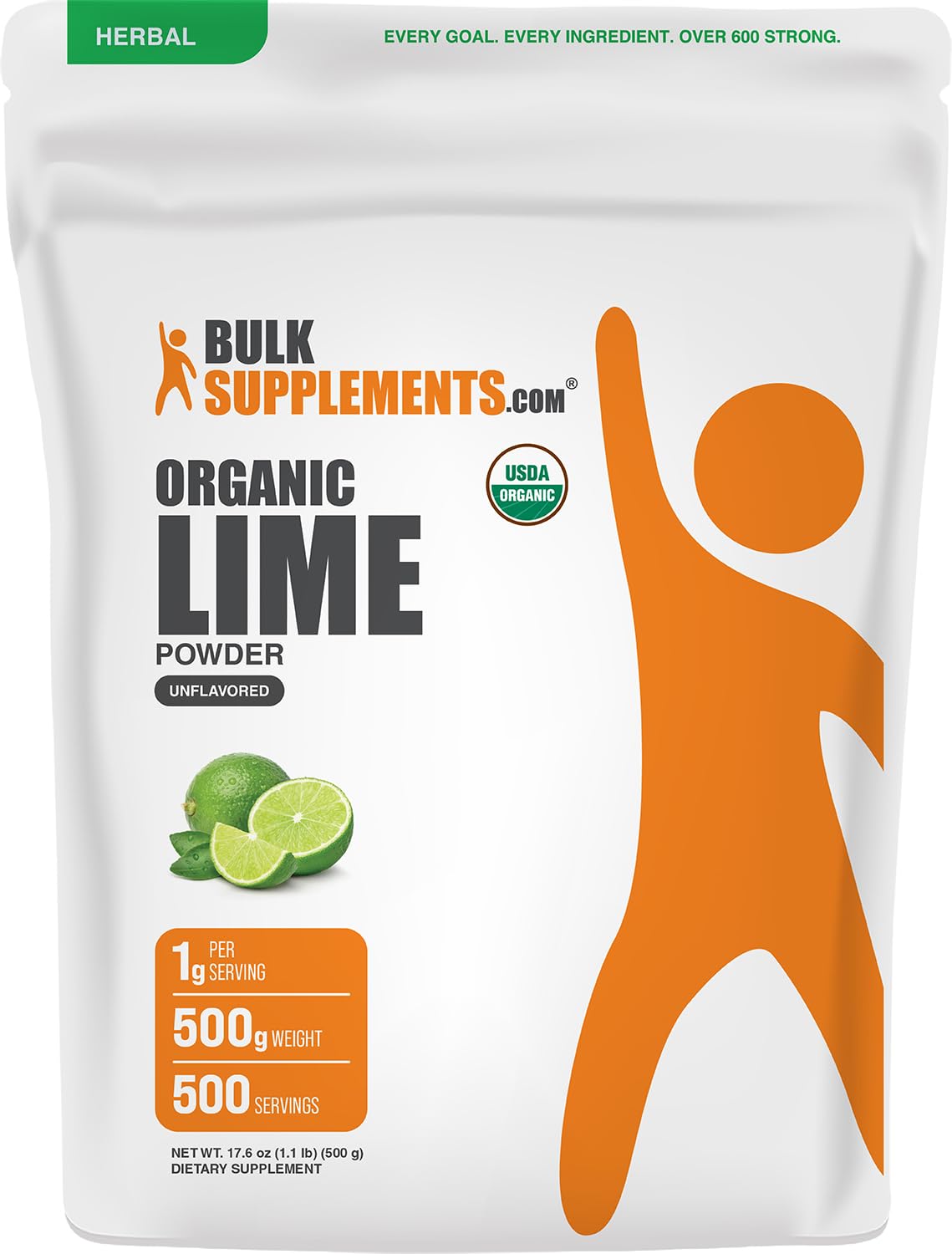 BulkSupplements.com Organic Lime Powder - Organic Lime Flavoring Powder, Sourced from Citrus Aurantifolia Fruit - Air Dried & Gluten Free, 1g per Serving, 500g (1.1 lbs) (Pack of 1) 1.1 Pound (Pack of 1)