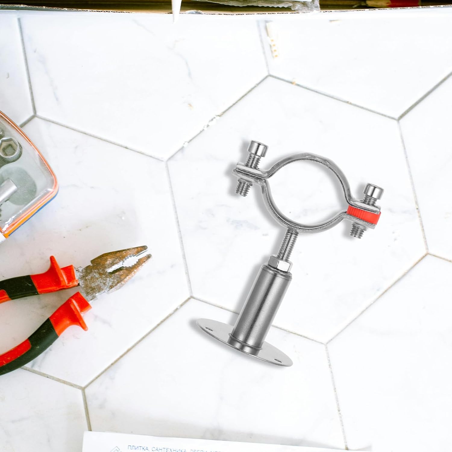 Veemoon Modern Design Pipe Support Brackets 42-45mm Diameter Ceiling Mount Stainless Steel for Water/gas Pipe Installation