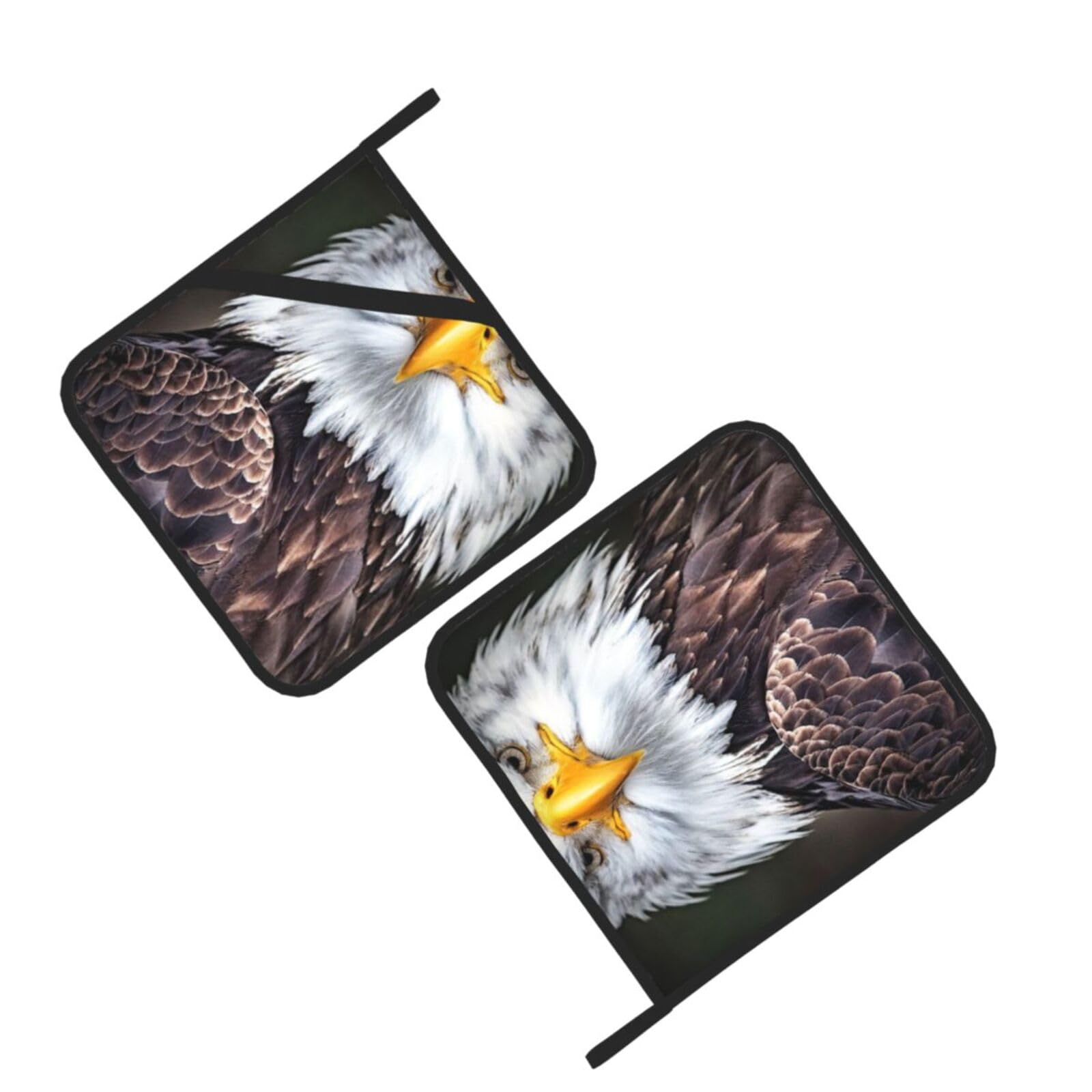 White Head Eagle Printed Oven Pot Holders Set of 2 Pcs Heat Resistant Kitchen Microwave Potholders for Cooking Baking Grilling