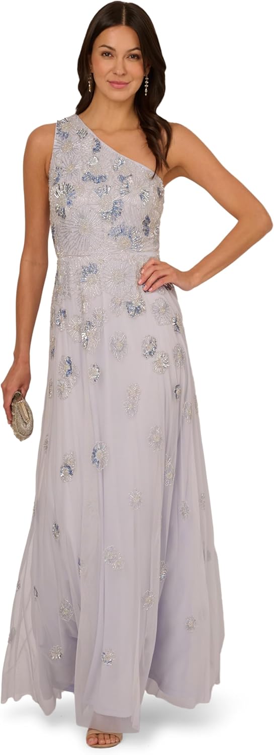 Adrianna Papell Womens Beaed Mesh Long Dress - Image 4