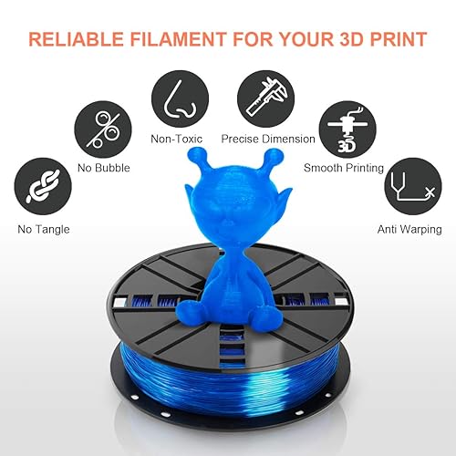 Miniatura 5 de NovaMaker - Filamento TPU 1.75mm, filamento flexible azul para impresora 3D con filamento de limpieza de 20g, carrete de 1kg (2.2lbs), precisión