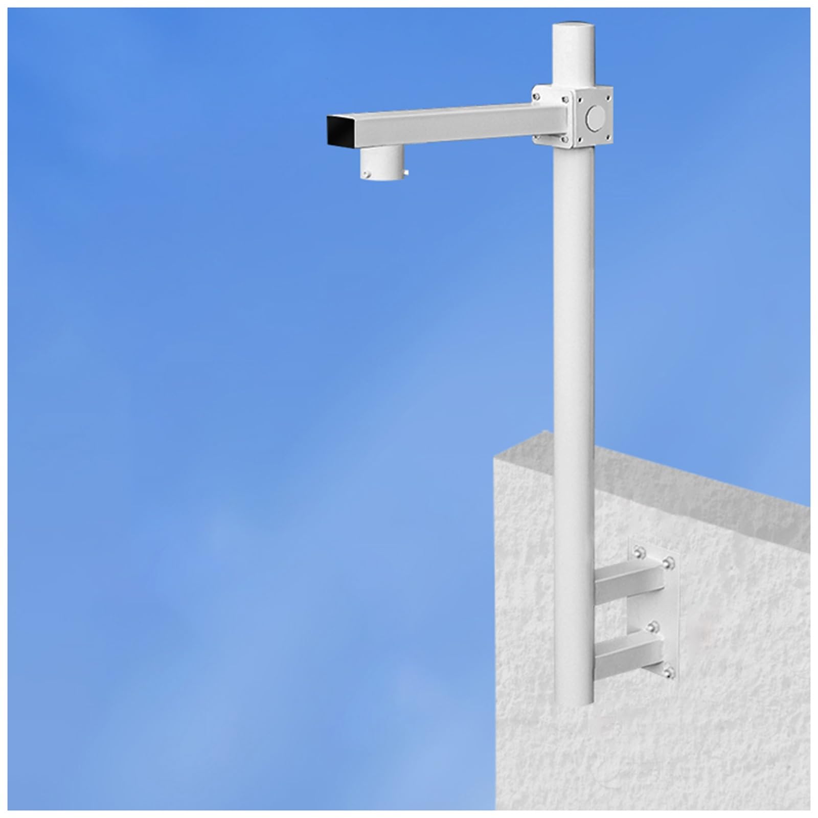 MRVAKDYDI Weatherproof Steel Surveillance Post, Wall Mount Security Camera Pole, Galvanized Steel, 0.5m-2.4m High(Bracket B,0.5m High)