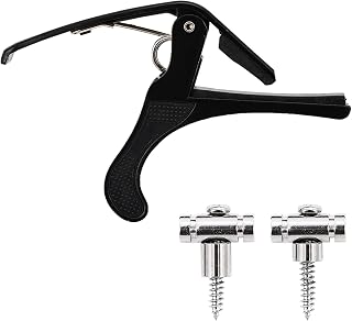 Guitar Roller String Retainers,2 Pcs String Trees for Electric Guitars, Strings Trees Replacement Part, Strings Guide Heavy Duty Guitar Capo for Acoustic, Ukulele, Mandolin,Banjo (Silver/Black)