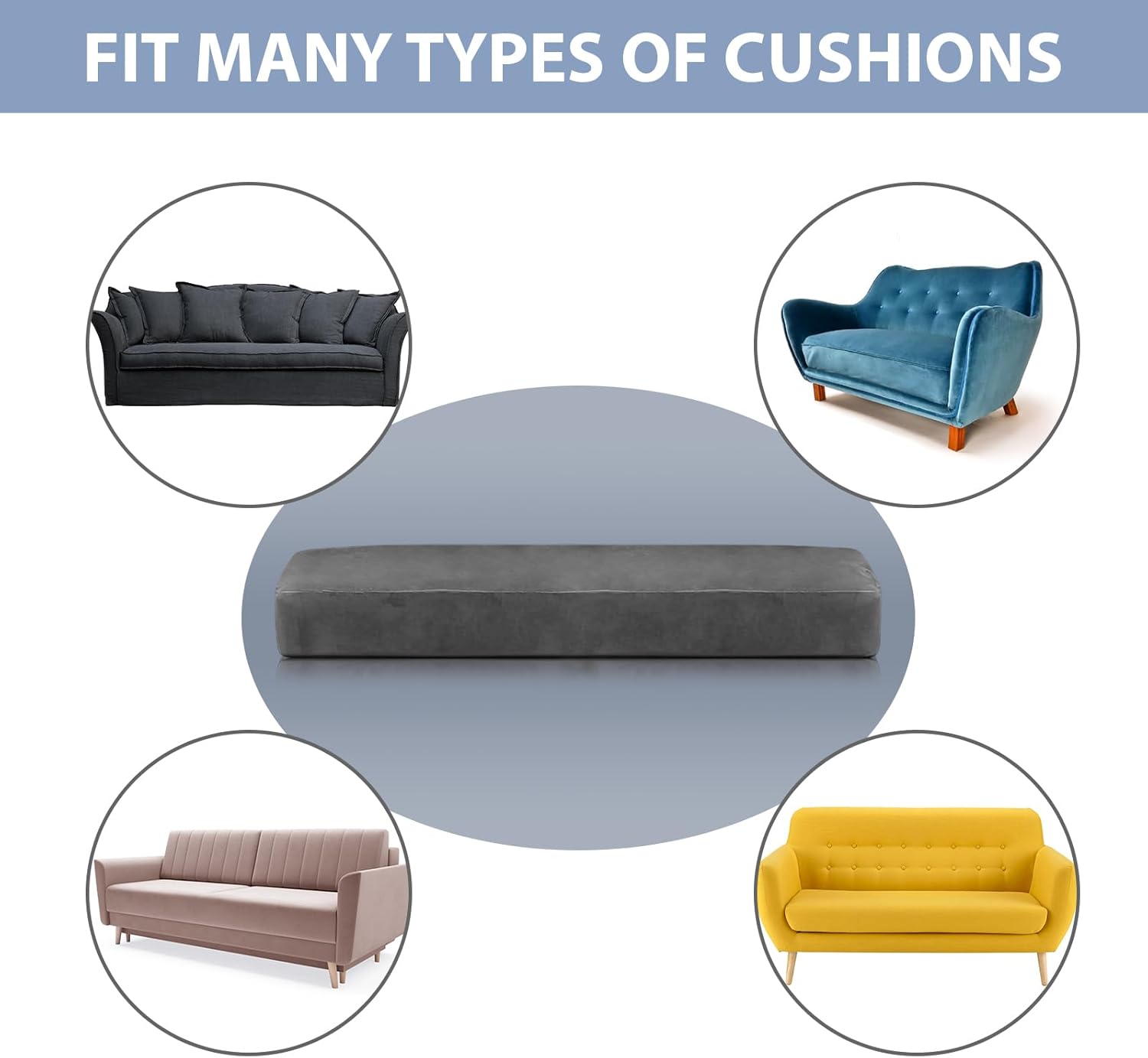 ANARACHON Sectional Couch Cushion Covers 1 Piece Velvet Separate Couch Cover Stretch Sofa Slipcover Washable Furniture Protector for Sectional Sofa (1 Cushion Sofa, Grey)
