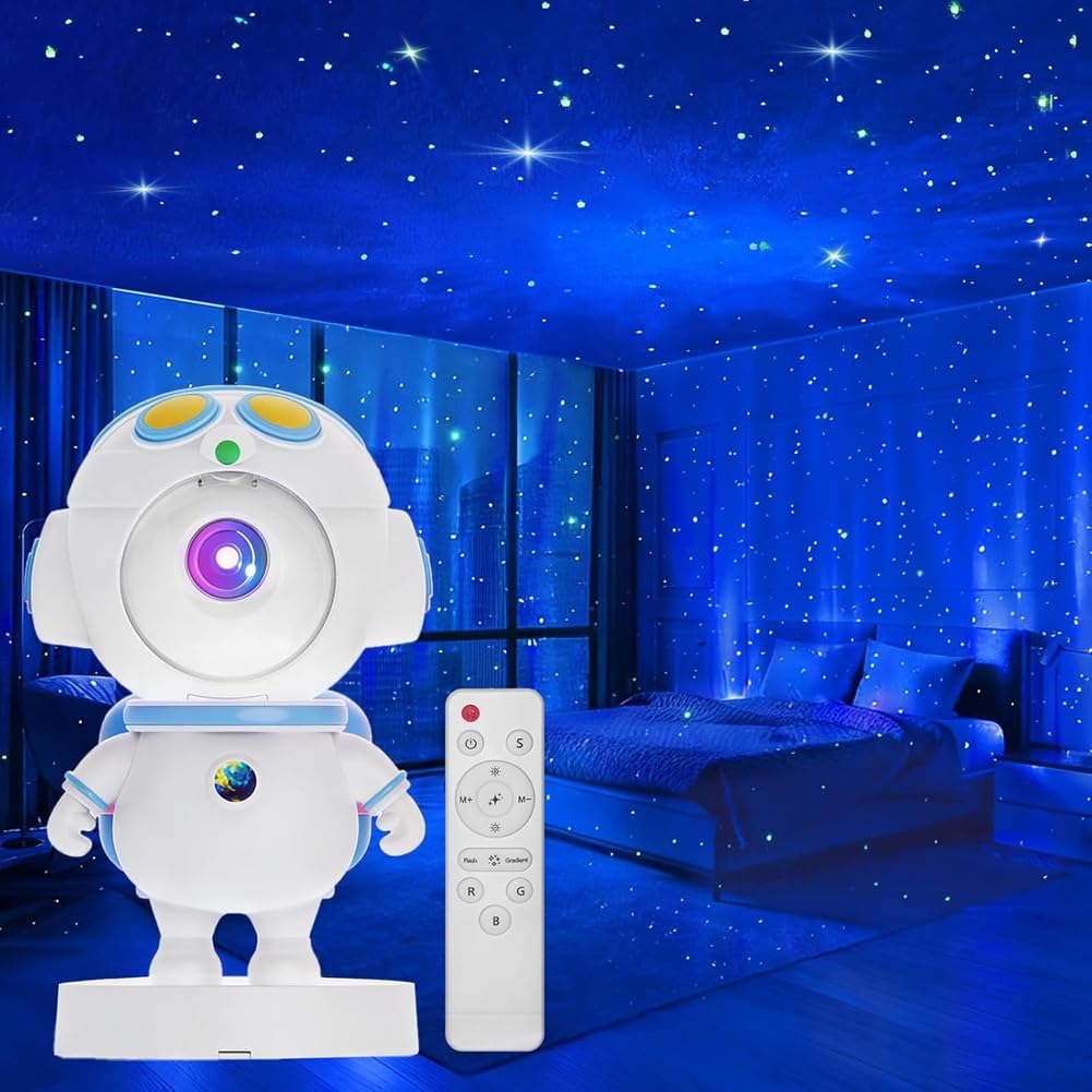 Astronaut Star Projector Light, Adults Kids Room Decor,with Timer, Remote & APP Control, White Noise