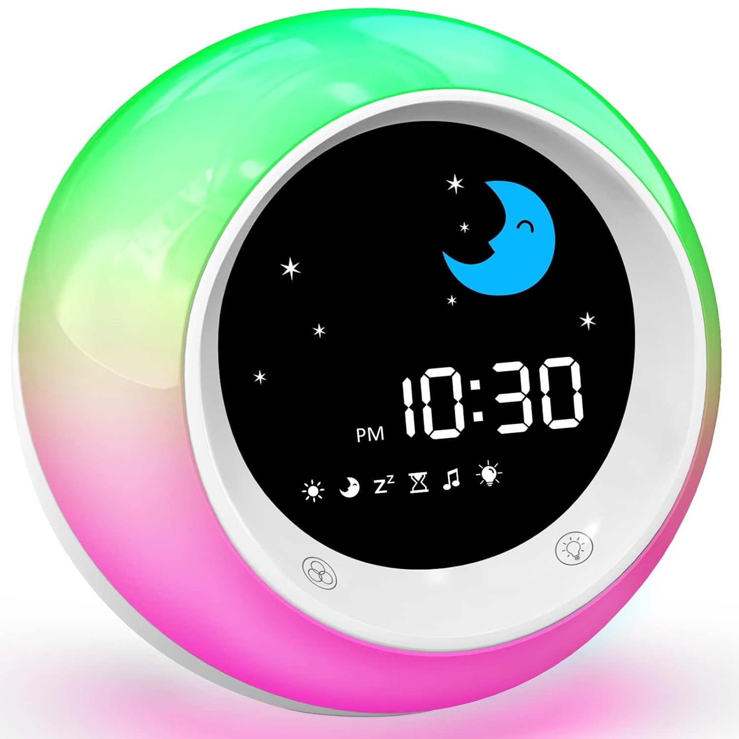 Despertador Infantil, Reloj Despertador Niños con Luz Nocturnas, Máquina de Sonido, Función de Repetición y Temporizador, Despertador Digital para Niños y Niña