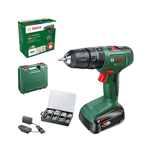 Immagine del prodotto Bosch Home and Garden Trapano con percussione a batteria EasyImpact 18V-40 (1 batteria da 2,0 Ah, sistema 18 volt, set di fissaggio da 173 pz, in custodia), Mandrino 13mm - Amazon Exclusive