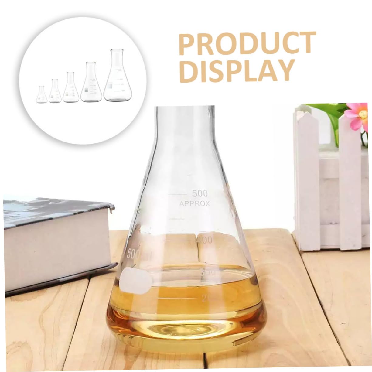 5piezas Frascos Cónicos De Borosilicato De Erlenmeyer Para Experimentos Científicos Capacidad De Accesorios De