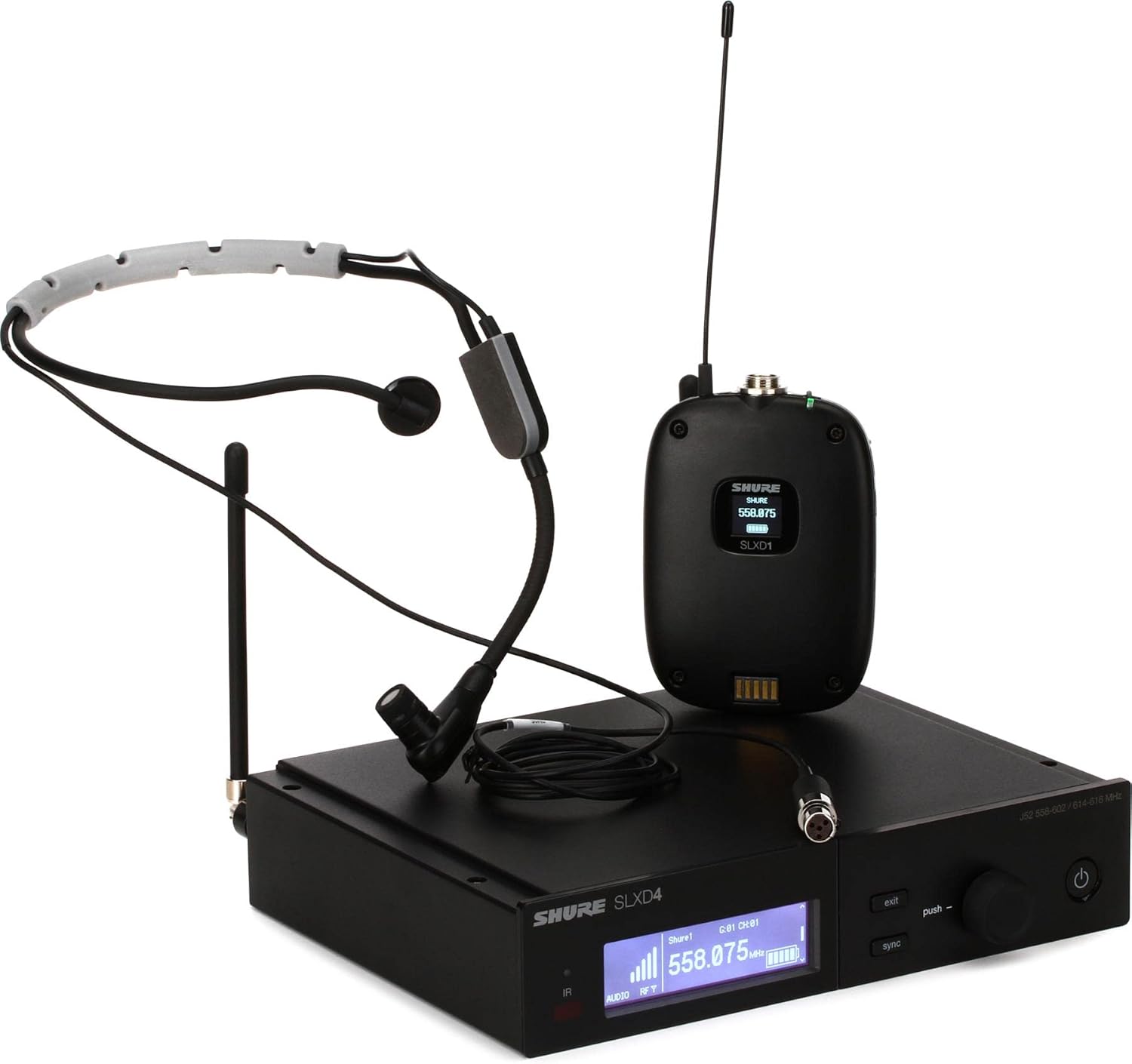 Shure SLXD14/SM35 Digital Wireless Microphone System - Includes SLXD1 Bodypack Transmitter with SM35 Headset Mic & SLXD4 Single Channel Rack Mount Receiver | G58 Band (SLXD14/SM35-G58)