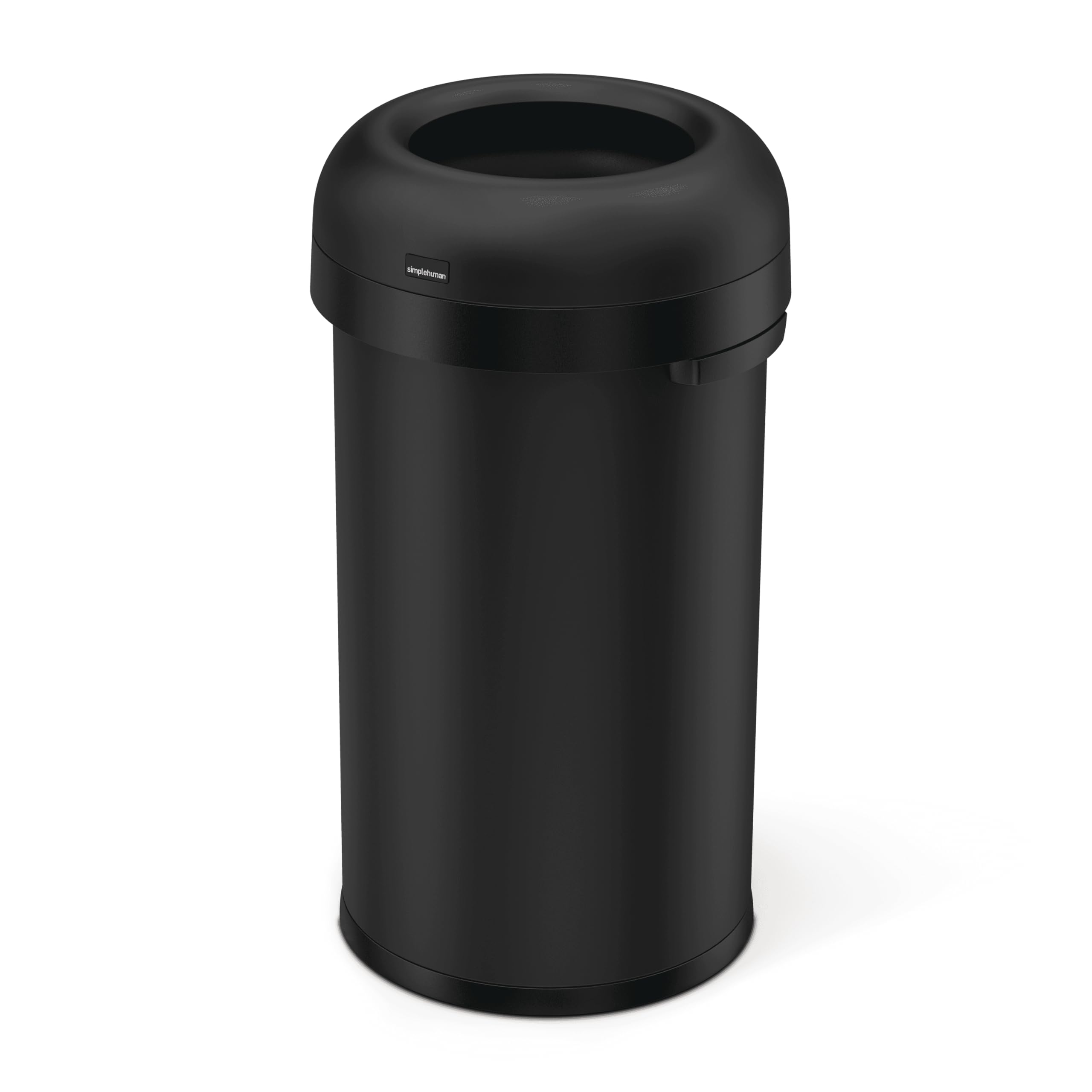 simplehuman Bullet Open Can, 60L / 16 Gallon Commercial Trash Can for Restaurants, Cafes, High-Traffic Spaces, Heavy Gauge Steel, Wide Open Top, ADA-Compliant, Matte Black Steel