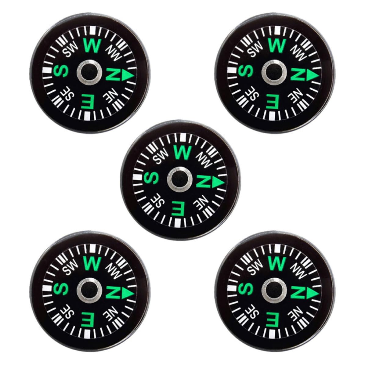 Abaodam 5pcs Mini Oil-filled Button Compass 15mm Small Navigation Compass for Outdoor Hiking Camping Survival Gear Wristwatch Band Accessory