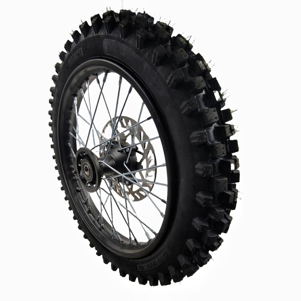 CLEO 70/100-17 Front Wheel Rim Tire Assembly for 110cc-200cc Dirt Bike taotao TTR SSR CRF Apollo 15mm axle Includes 200mm Brake disc