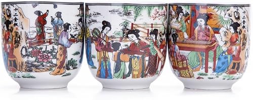 Miniatura 5 de THY COLLECTIBLES Juego de 6 tazas de té de cerámica con diseño de Asia oriental en las doce bellezas, capacidad de 8 onzas cada una