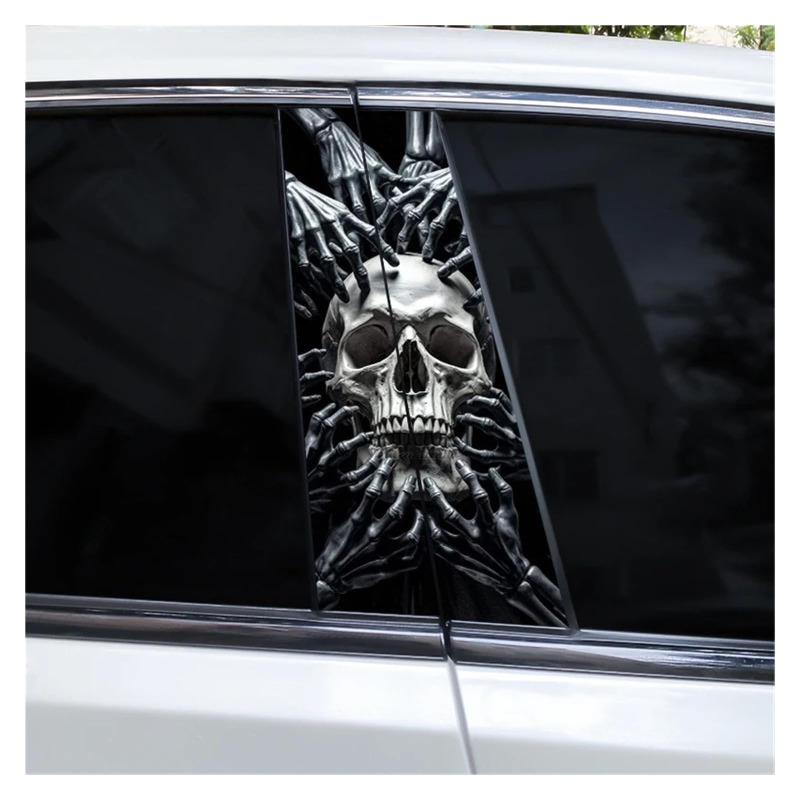 Car Side Decals 2pcs Smoke Skull Doorpost Vinyl B-Pillar Stickers Scratch-Resistant Self-Adhesive Center Column Decal(Style N)