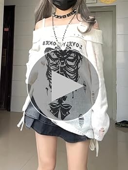 TYATVS Off The Shoulder Sweater Grunge Sweater Emo Clothes