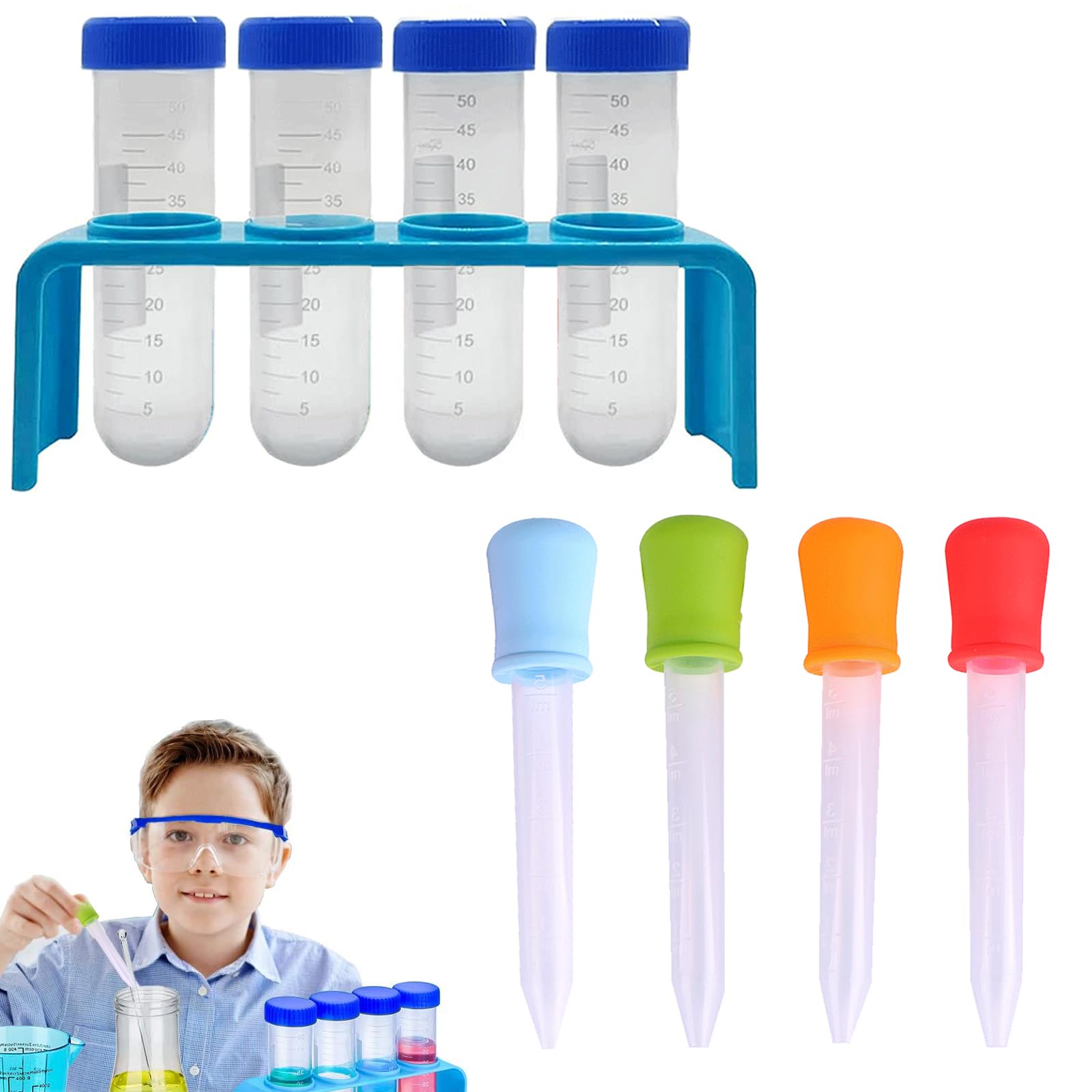 Kit De Pociones Y Tubos De Ensayo De Plástico Para Niños, Con Soporte Y Goteros, Juego Educativo Para Experimentos Y Juegos Acuáticos