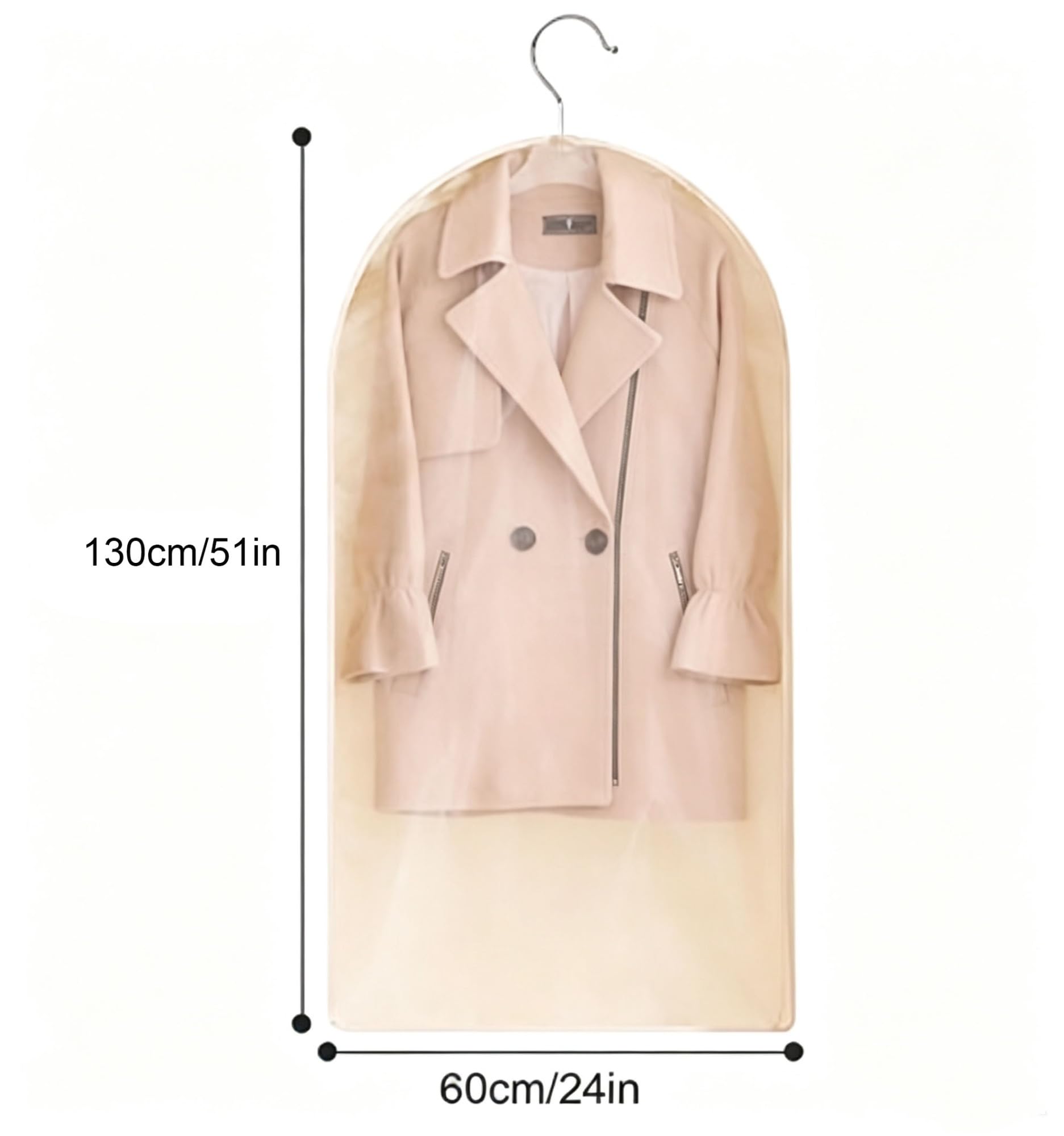 Lote de 2 Fundas Abrigos para Colgar, Fundas Ropa de Organza con Cremallera Lateral, Porta Trajes, Aptas para Abrigos y el Armario(60 * 130cm/24 * 51in)