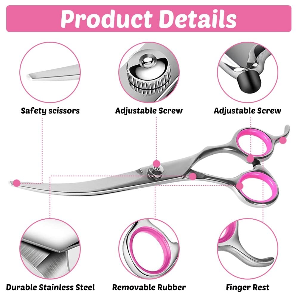 Ciseaux de Toilettage pour Chiens,Ciseaux de Coupe pour Chien,Acier Inoxydable 7/6,5" Cisailles pour Poils D'animaux pour Chiens et Chats
