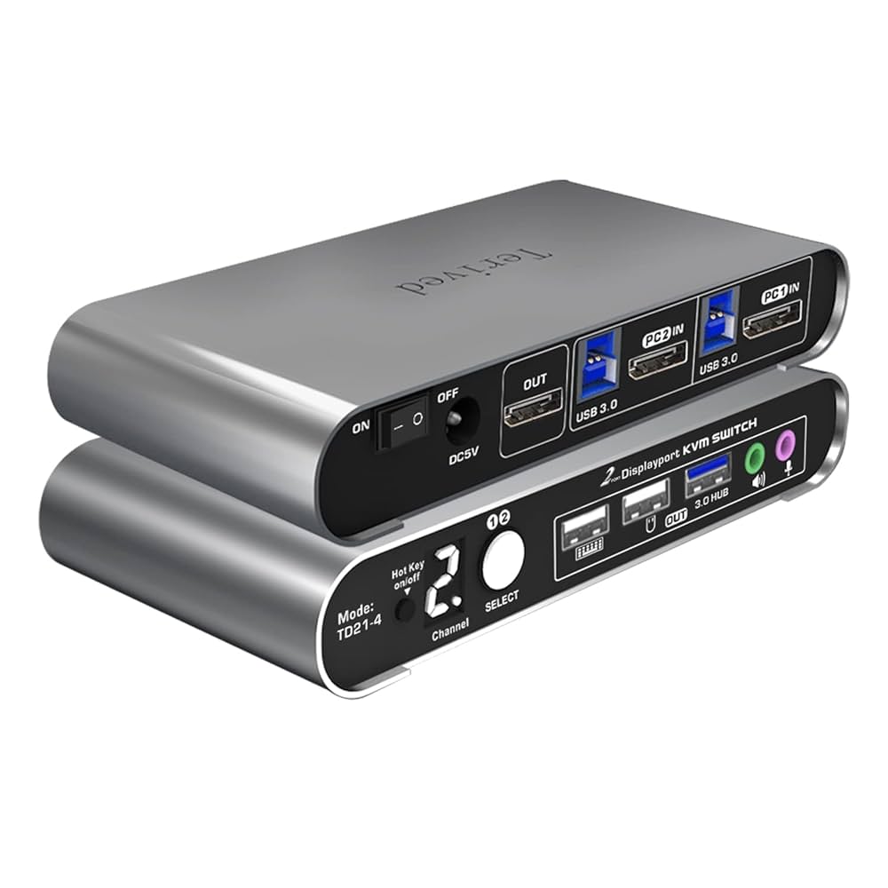 2HDMI+DisplayPort USB 3.0 KVMスイッチ スイッチャー Amazon.com: Terived 2 Port DP USB 3.0 Automatic KVM Switch