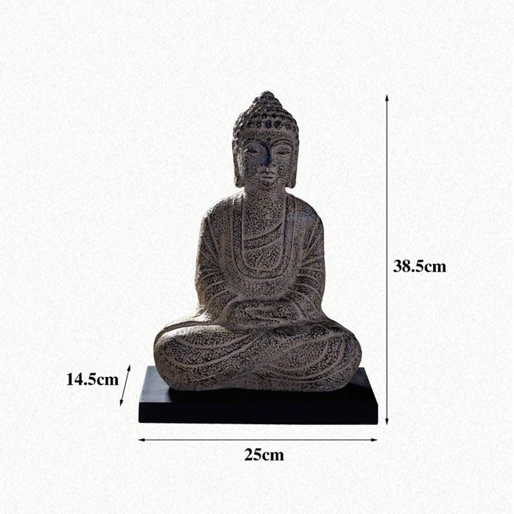 Buda Estatua Resina Piedra Polvo shakyamuni Zen Buddha Estatua Retro imitación plástico Sentado Buddha Supreme Buddha Coleccionable (Color : Mud Color)