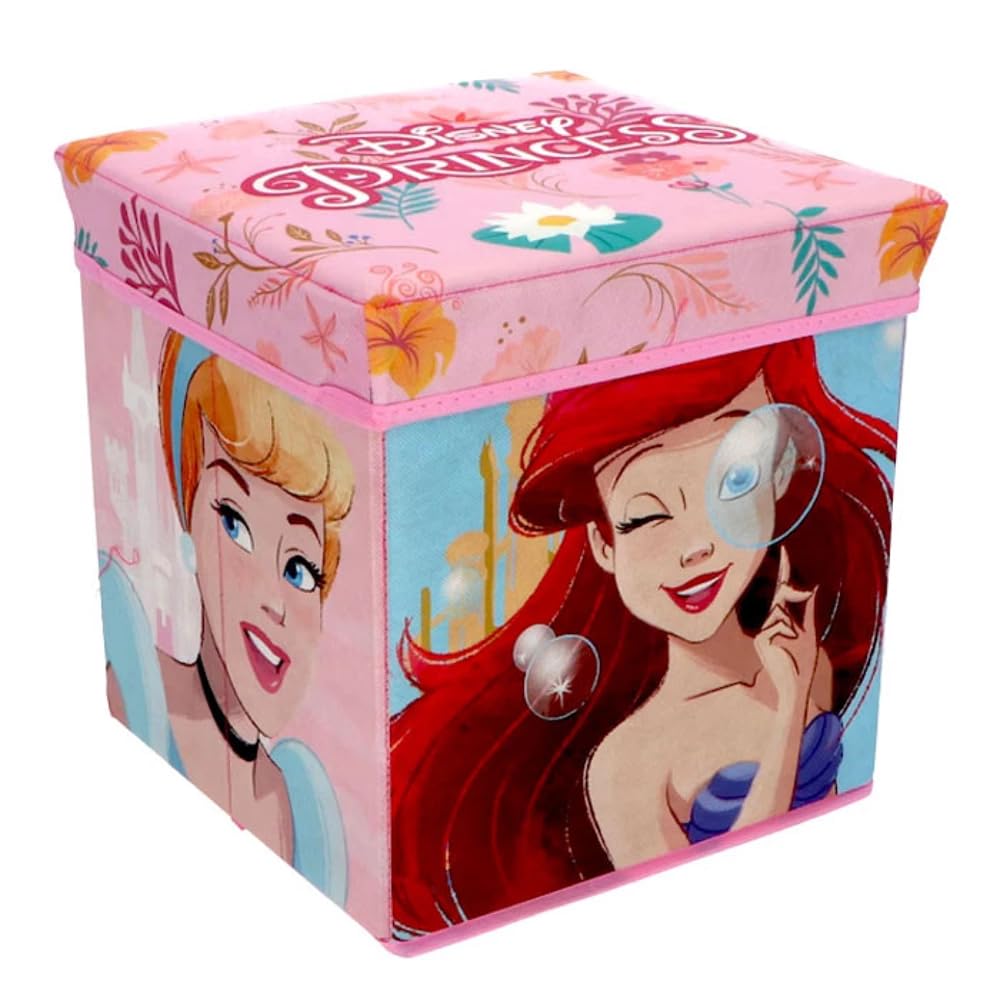 Puf infantil multifunción contenedor porta objetos para sentarse 30 cm (Princesas (1))