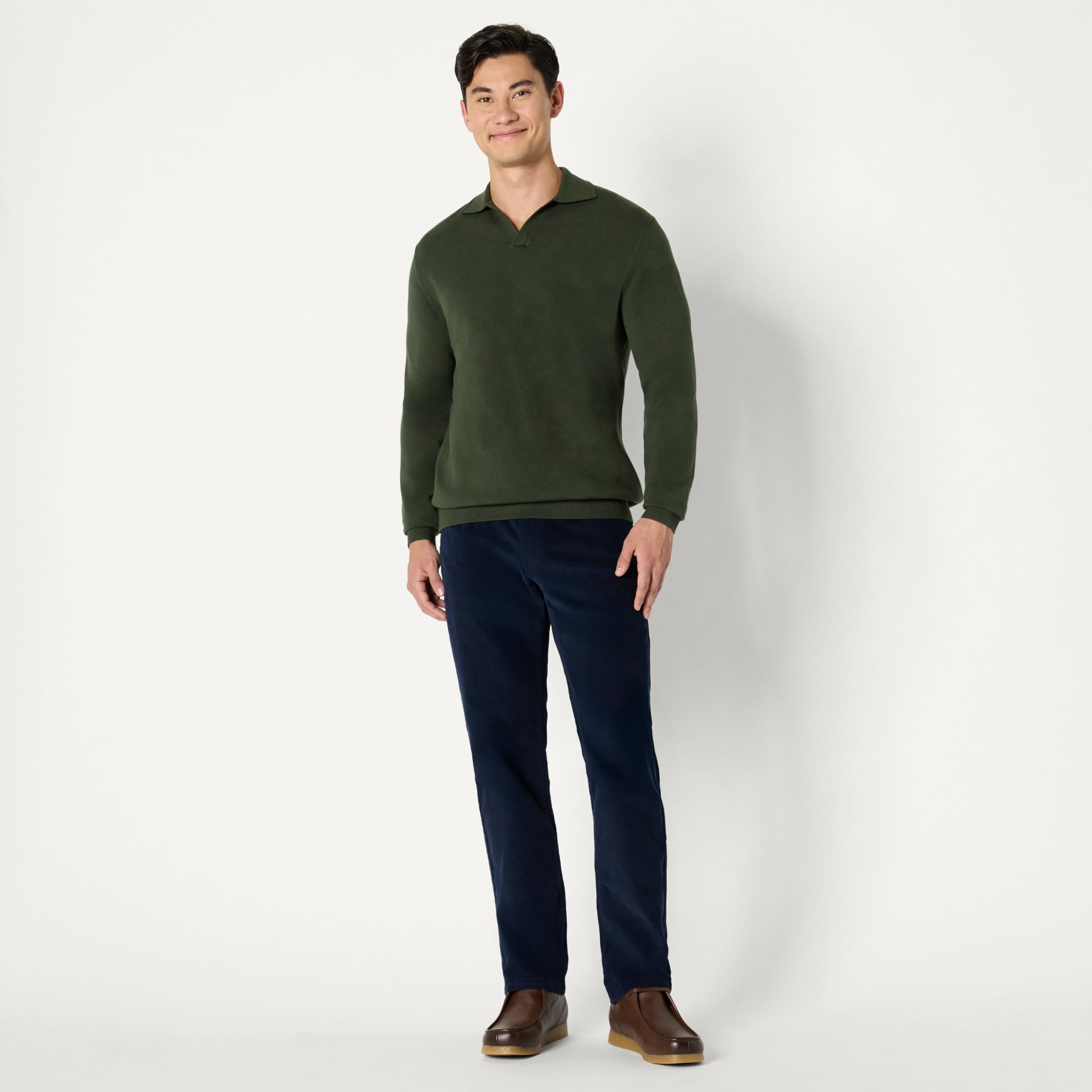 Amazon Essentials Homme Pull à Col Polo en Tricot à Manches Longues, Coupe Classique