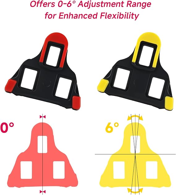 4pcs compatible with Shimano SPD cleats, durable non-slip pedal cleats for road and indoor bicycles (yellow/red)