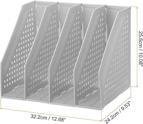 Miniatura 2 de PATIKIL Soporte plegable para archivadores, 4 compartimentos verticales, organizador de escritorio resistente para oficina, libros, organización de